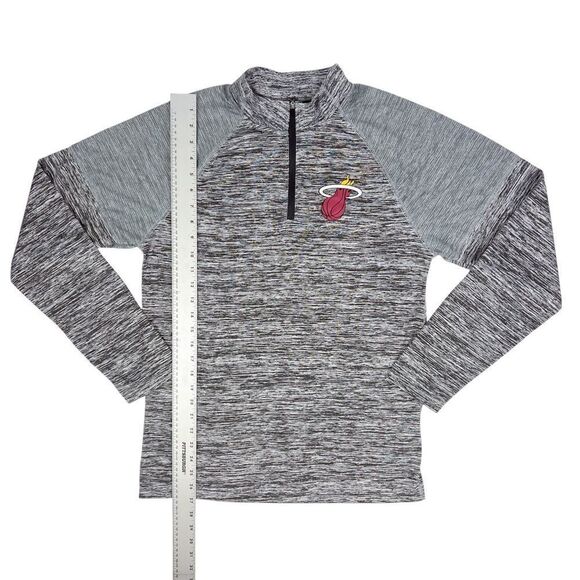 NBA Miami Heat Grey Heathered Long Sleeve 1/4 Zip Pullover Shirt Size Medium - Picture 3 of 6